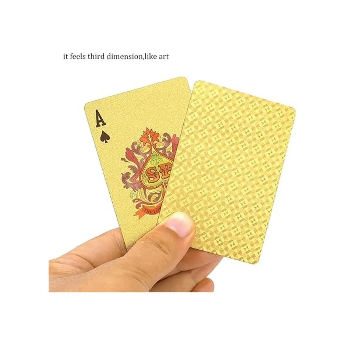 EAY Baraja de cartas dorada impermeable cartas de_7