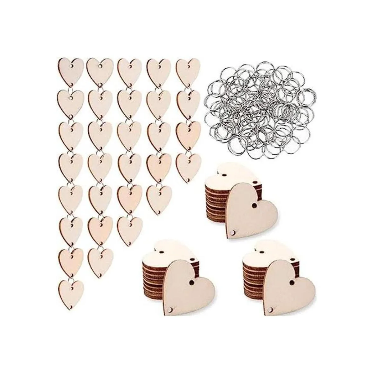 Onwon 100 unidades de discos de madera con 2 agujeros y_1