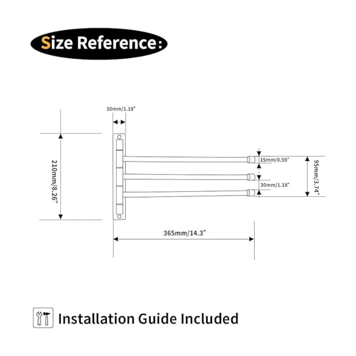 GERZWY Toallero de baño toallero giratorio de acero_6