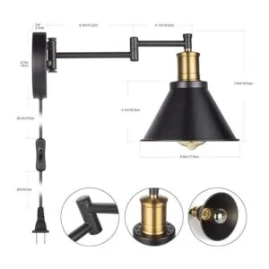 ArcoMead Lámpara de pared con brazo oscilante cable_2