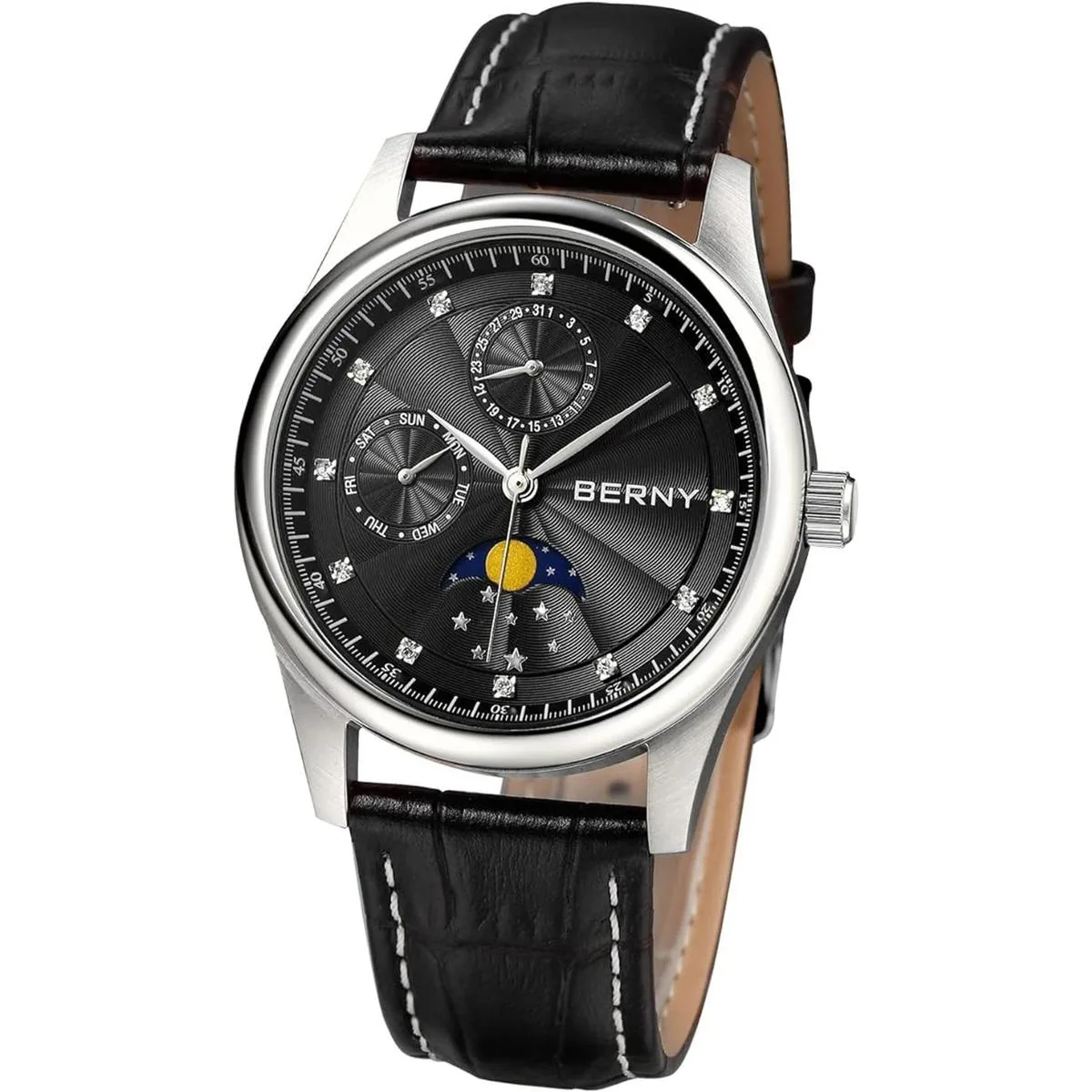 Berny Reloj multifuncional de cuarzo para hombre con_7