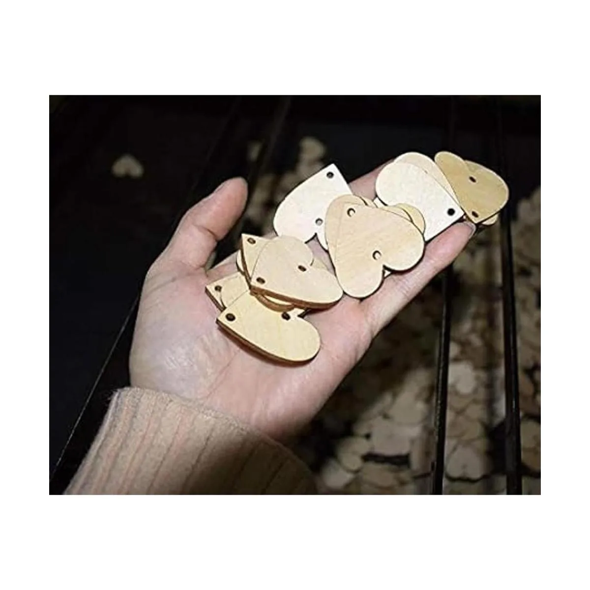 Onwon 100 unidades de discos de madera con 2 agujeros y_4