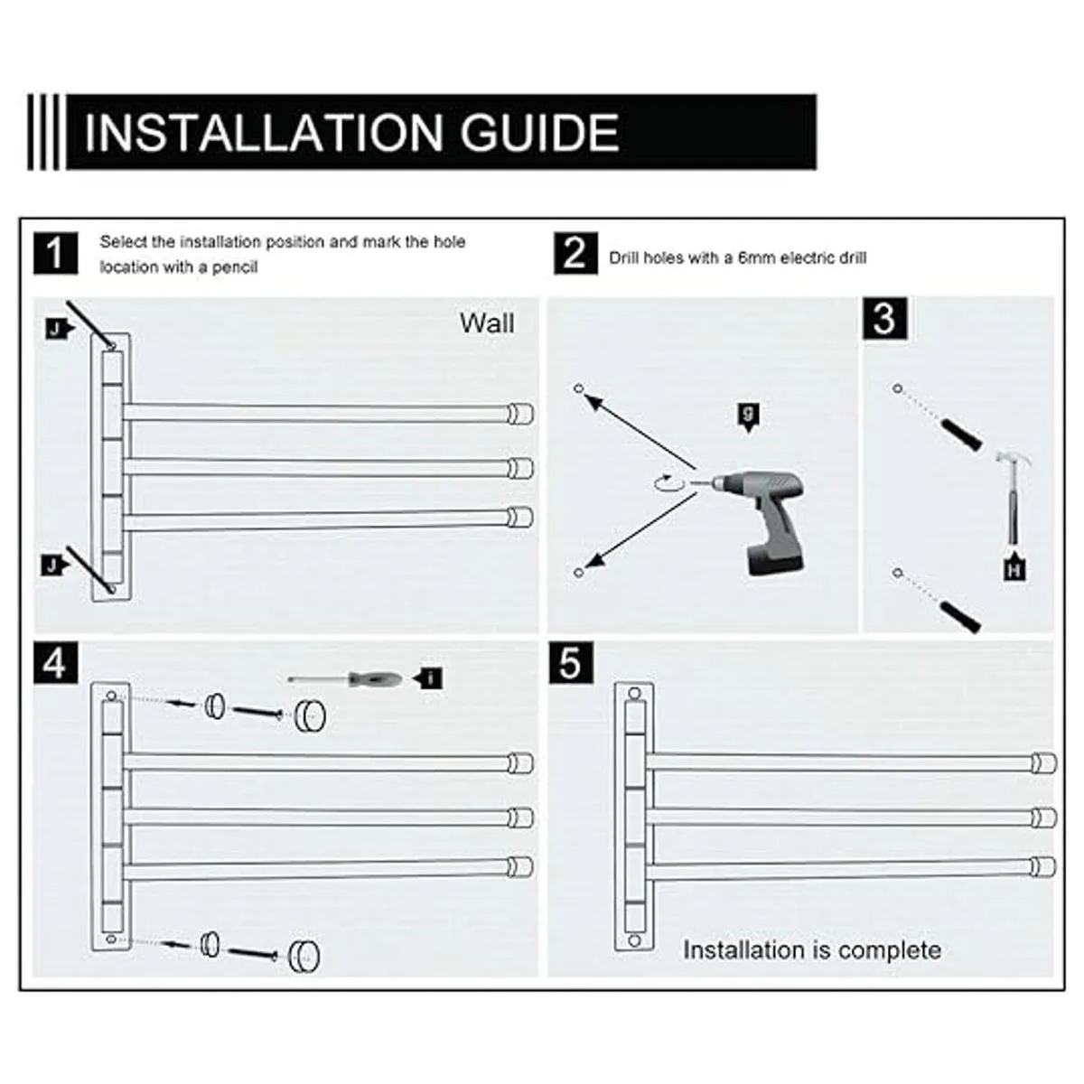 GERZWY Toallero de baño toallero giratorio de acero_5
