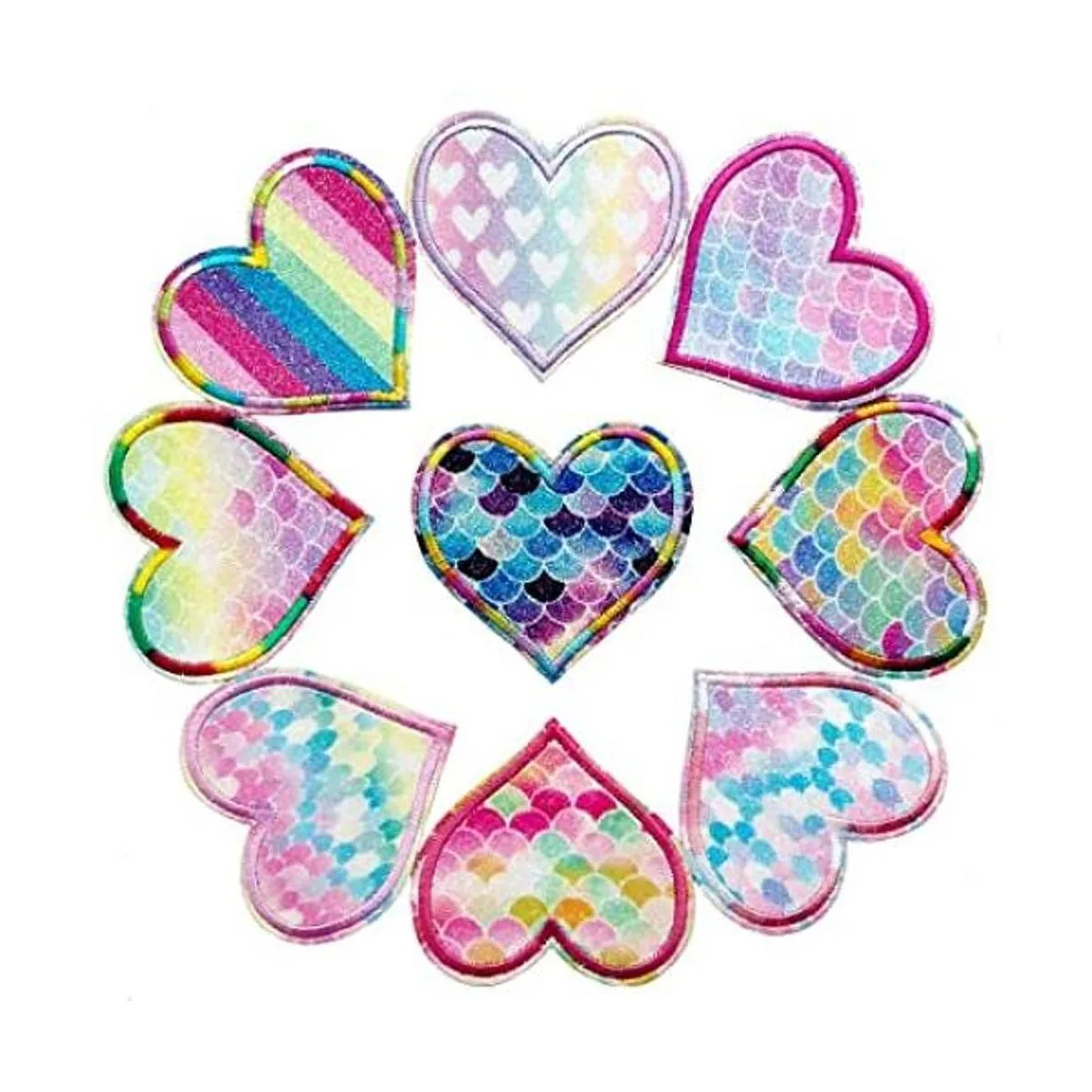Qingxi Charm 18 parches bordados Spark Love Heart para_1