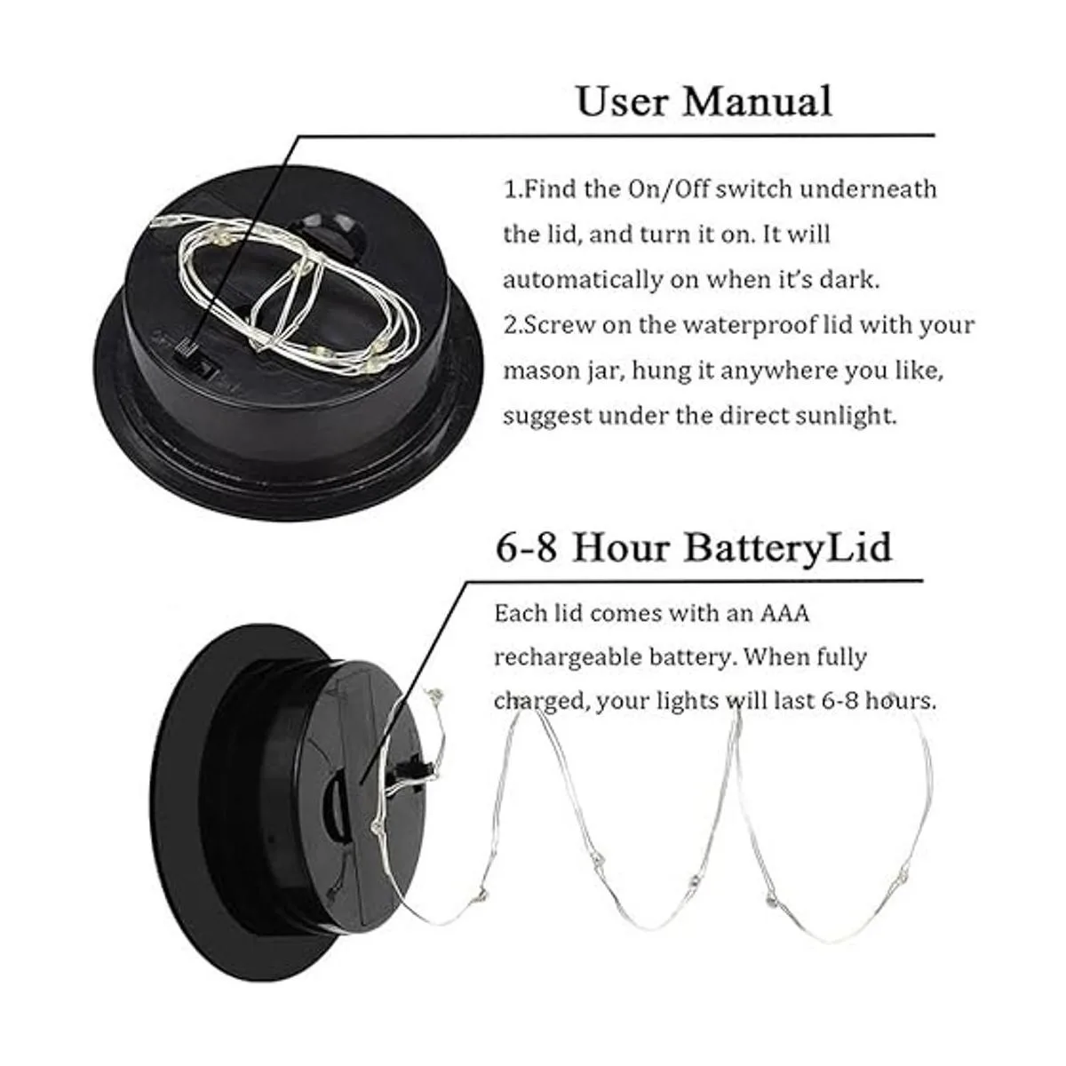 Miaro Paquete de 6 luces LED solares de color blanco_2