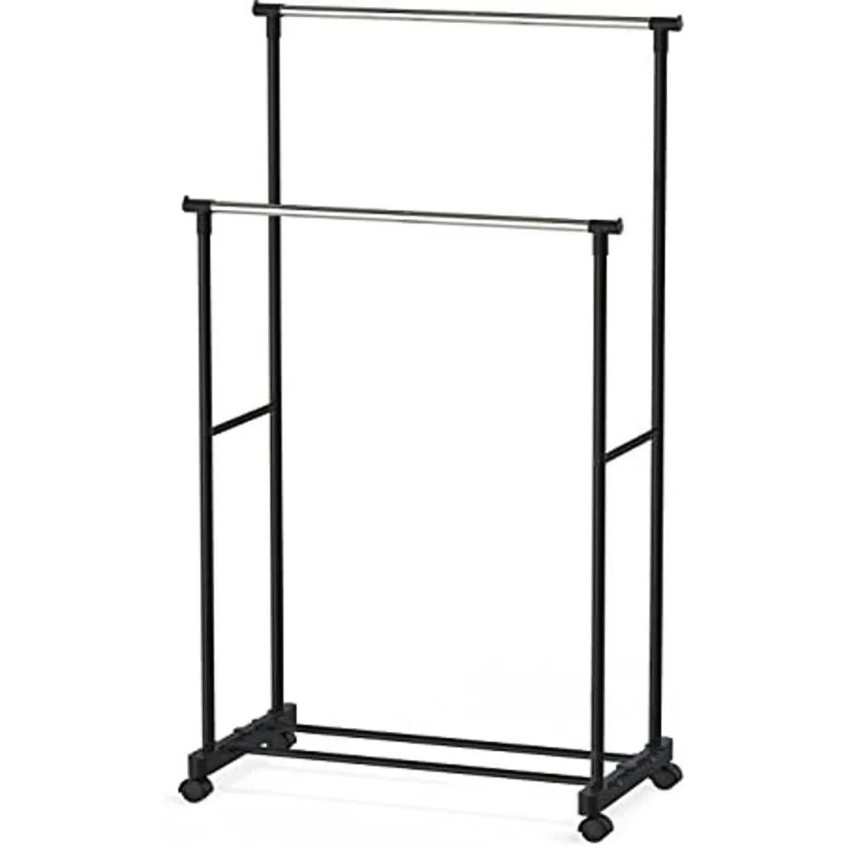 Perchero de ropa con doble barral portátil para prendas de_1