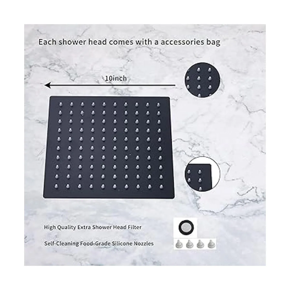 GGStudy Cabezal de ducha cuadrado de acero inoxidable de_5