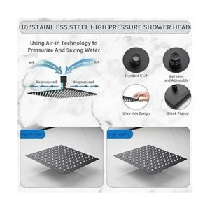 GGStudy Cabezal de ducha cuadrado de acero inoxidable de_3