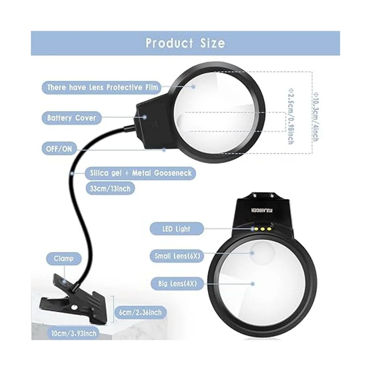 Herramientas de pintura de diamante 5D luz LED con lupas_2