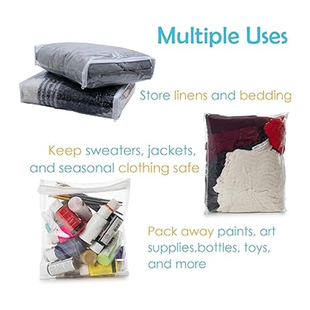 Houseables Bolsas de almacenamiento de plástico funda con_5