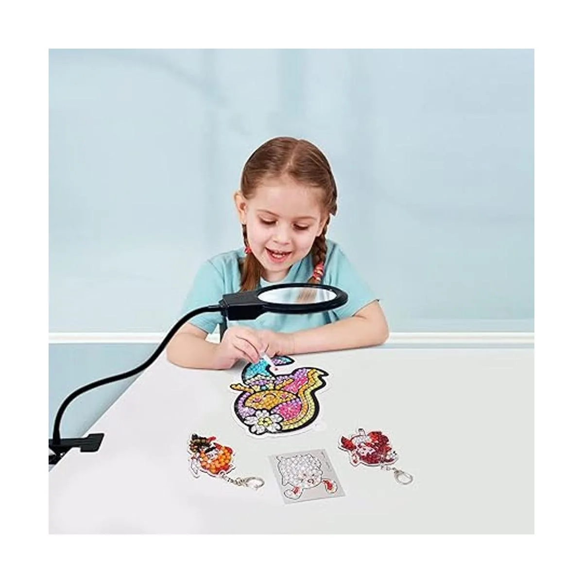 Herramientas de pintura de diamante 5D luz LED con lupas_6