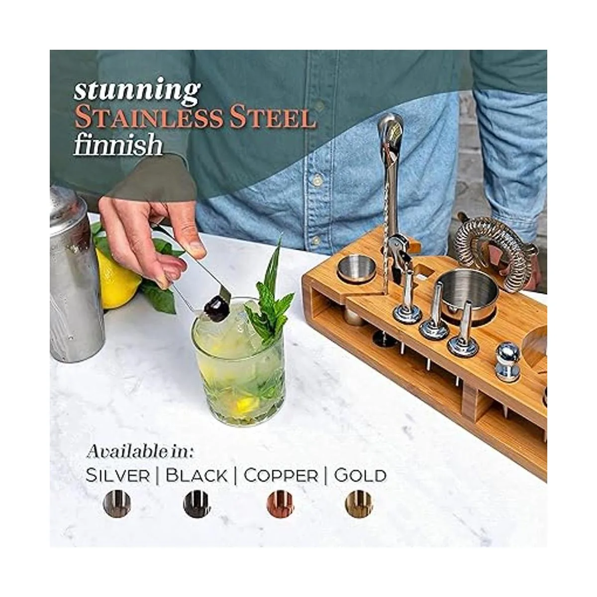 Kit de coctelera Elite Mixology Bartender de Barillio_4