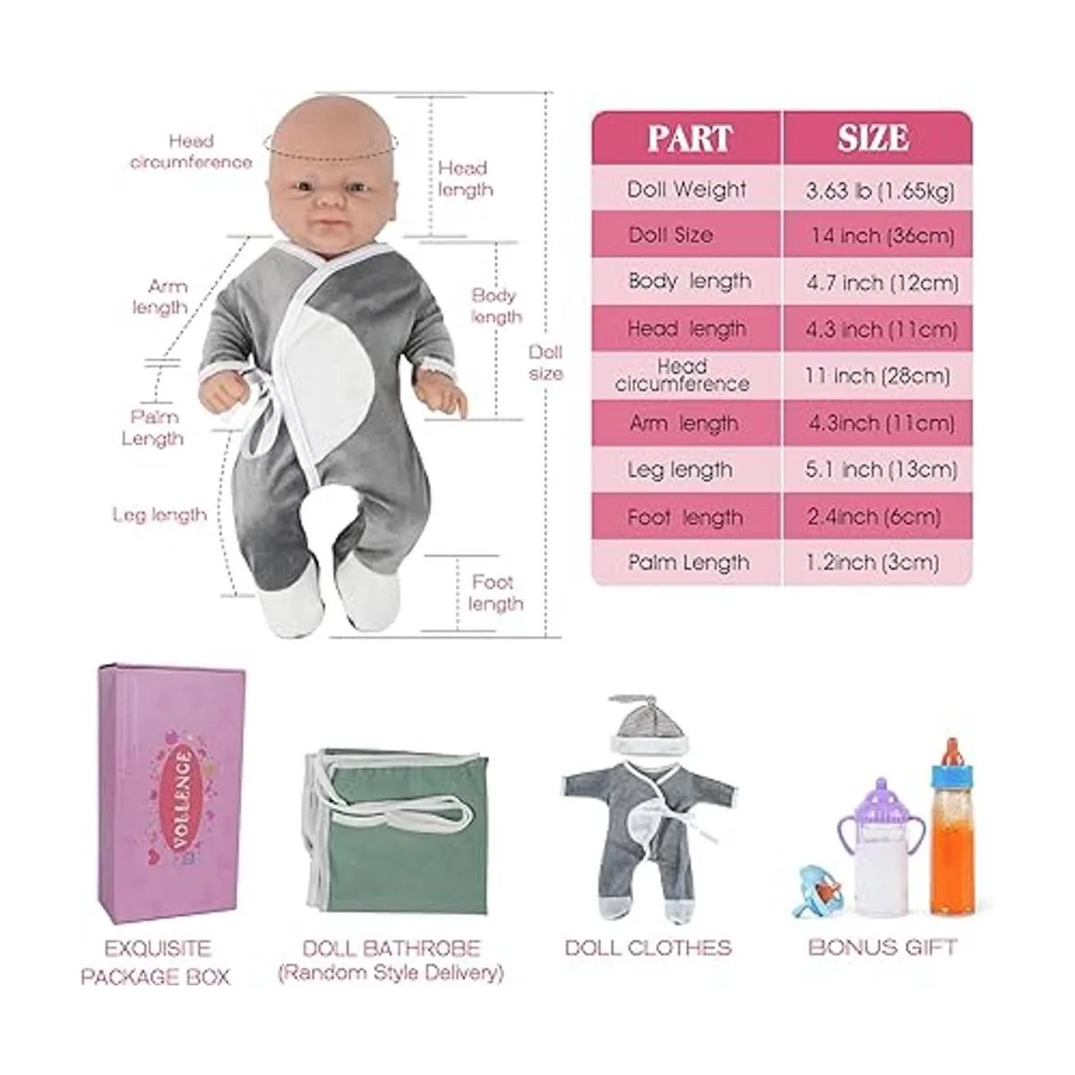 Muñeca de bebé completamente de silicona luce real_5