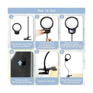 Herramientas de pintura de diamante 5D luz LED con lupas_5