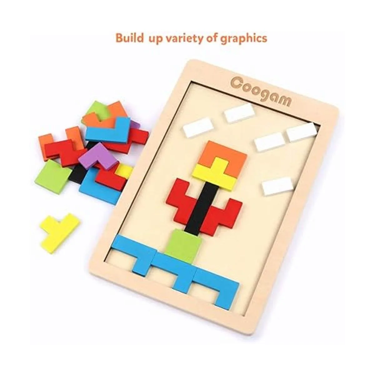 Coogam Bloques de madera Rompecabezas de juguete Tangram_5