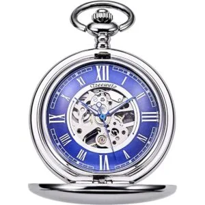 TREEWETO Reloj de bolsillo liso doble serie esqueleto_1