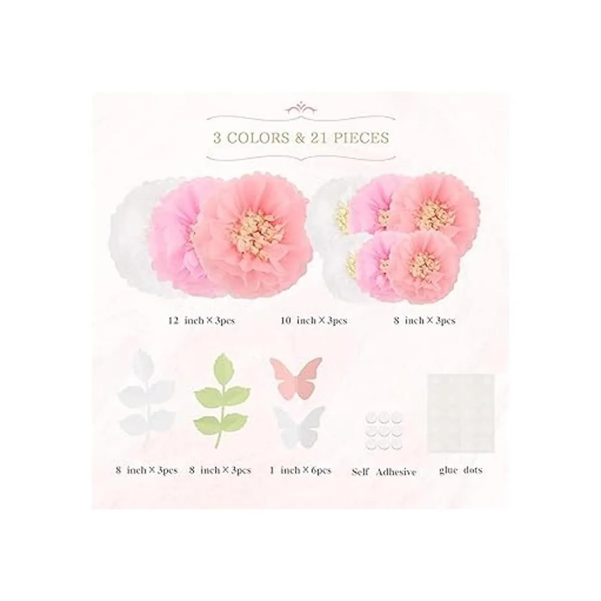 Fonder Mols Juego de 21 pompones de papel de seda con_6