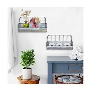 ShabbyDecor Juego de 2 estantes de metal galvanizado_6