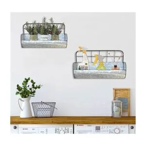 ShabbyDecor Juego de 2 estantes de metal galvanizado_5