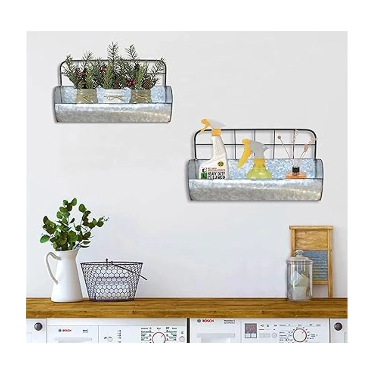 ShabbyDecor Juego de 2 estantes de metal galvanizado_5