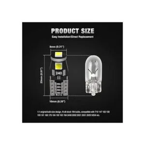 KAFEEK 20 bombillas LED T10 Wedge 194 168 2825 W5W_3