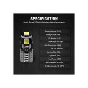 KAFEEK 20 bombillas LED T10 Wedge 194 168 2825 W5W_5