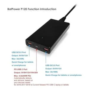 BatPower P120B alta potencia entrega Slim 120W USBC_2