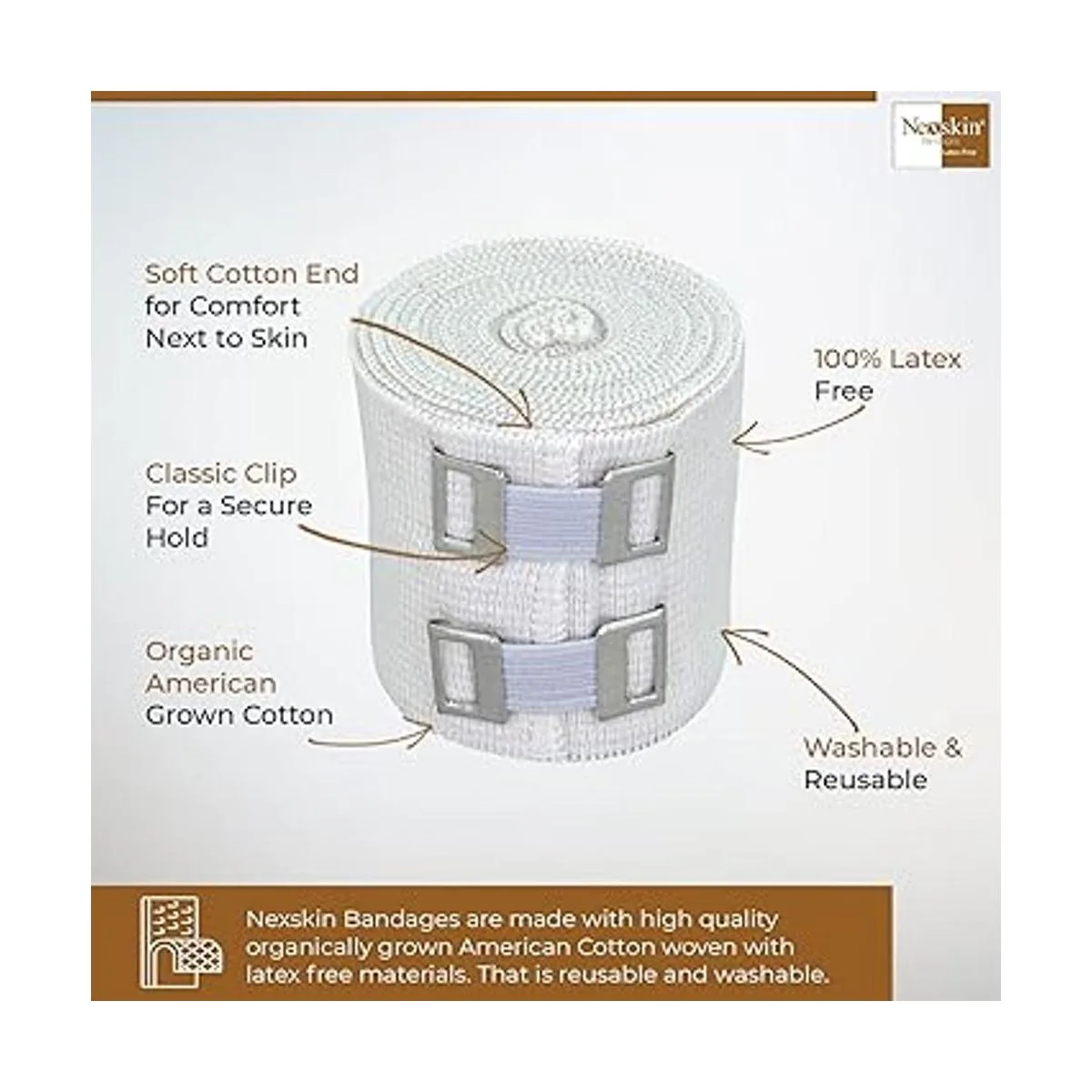 Nexskin Vendaje elástico cómodo de algodón americano_3