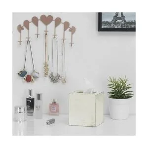 MyGift Soporte para caja de pañuelos de madera blanca_3