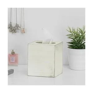 MyGift Soporte para caja de pañuelos de madera blanca_2