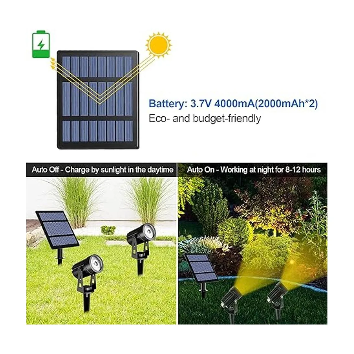 TSUN Focos solares de 2 W luz LED de paisaje para_2