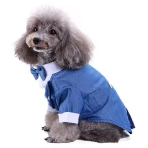 GabeFish Chaquetas de boda negras para perros con pajarita_2