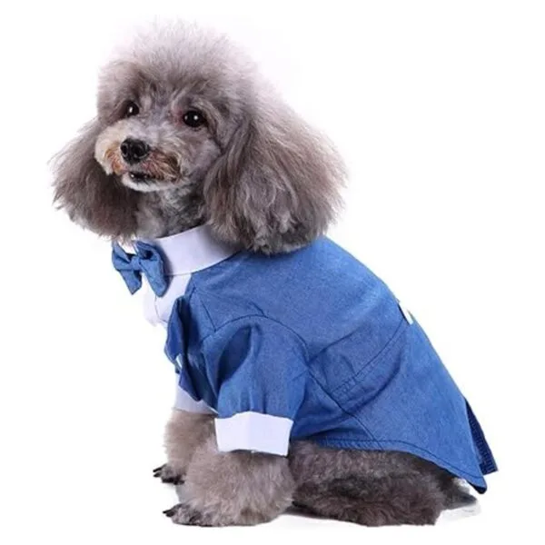 GabeFish Chaquetas de boda negras para perros con pajarita_2