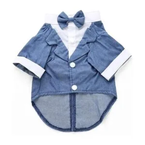 GabeFish Chaquetas de boda negras para perros con pajarita_5