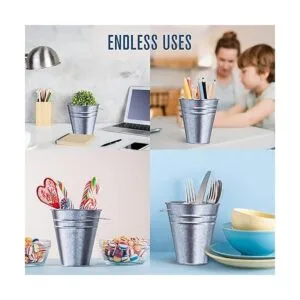 Houseables Cubos galvanizados cubo de metal 4.5 pulgadas_4