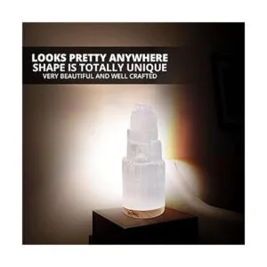 Himalayan Glow Lámpara de selenita natural de 7.9 in de_3