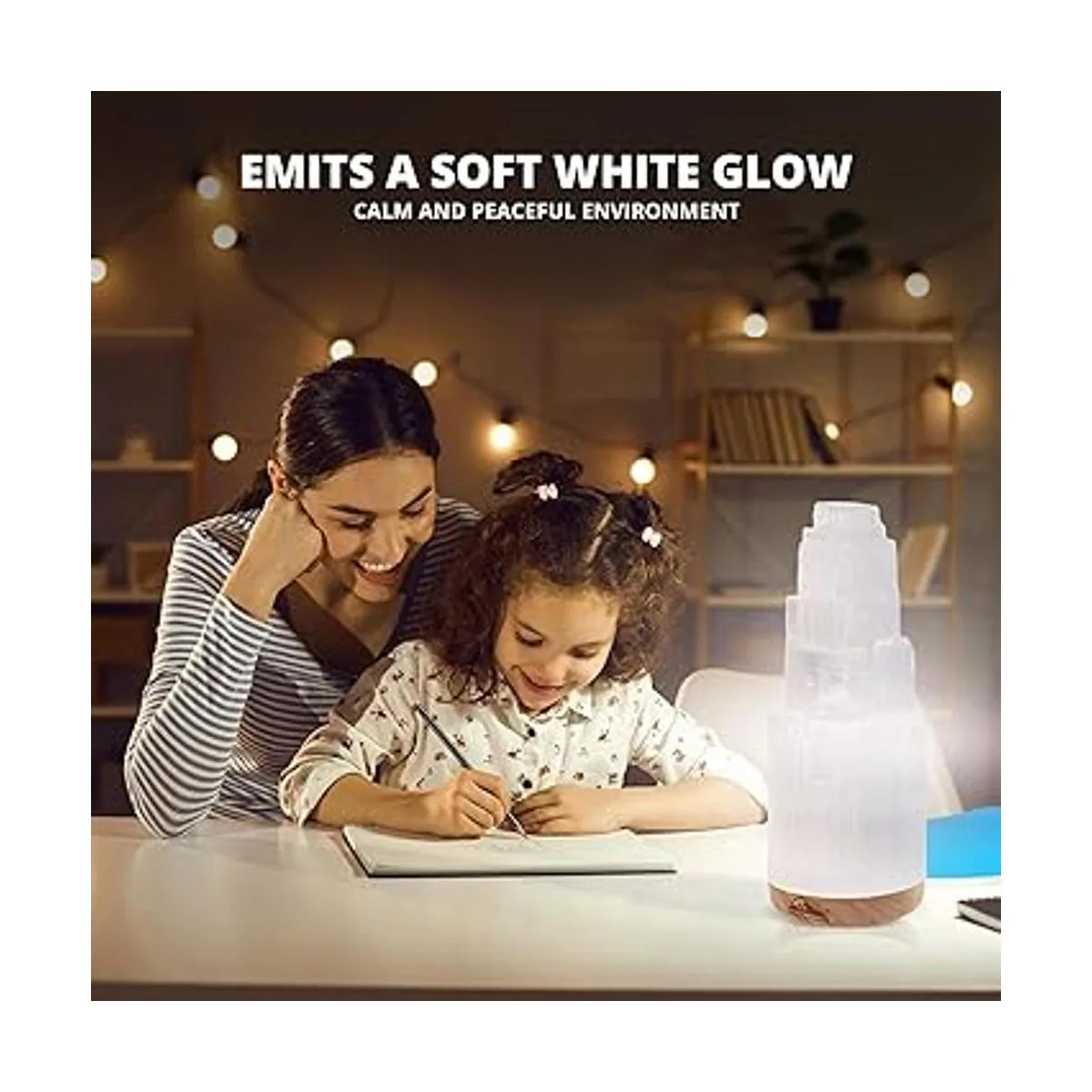 Himalayan Glow Lámpara de selenita natural de 7.9 in de_5