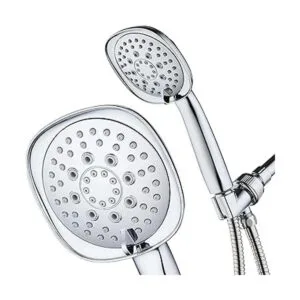 AquaDance Chrome Luxury Square Manguera de acero_2