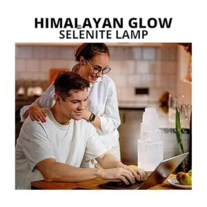 Himalayan Glow Lámpara de selenita natural de 7.9 in de_2