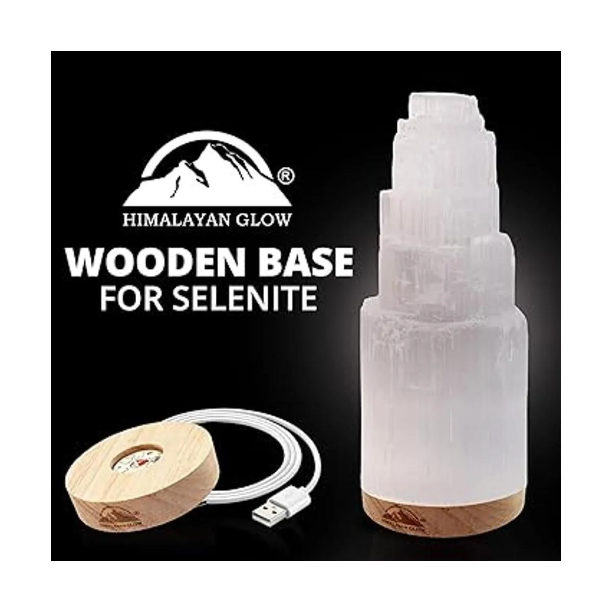 Himalayan Glow Lámpara de selenita natural de 7.9 in de_4