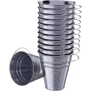 Houseables Cubos galvanizados cubo de metal 4.5 pulgadas_1