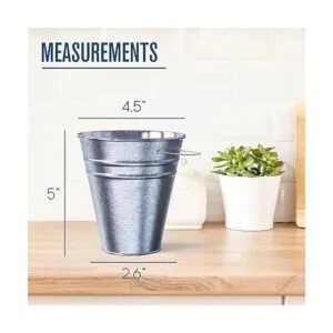 Houseables Cubos galvanizados cubo de metal 4.5 pulgadas_2