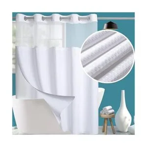 Juego de cortinas de ducha de tela de grado hotelero con_4