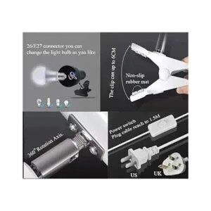 Lámpara de clip lámpara portátil de lectura de libros con_4