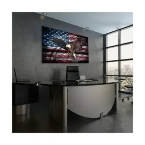 Bandera estadounidense retro águila calva arte de pared_4