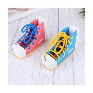 STOBOK 2 zapatillas de madera con cordones para aprender a_3