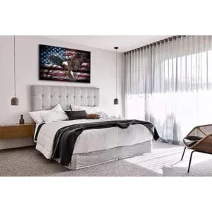 Bandera estadounidense retro águila calva arte de pared_3