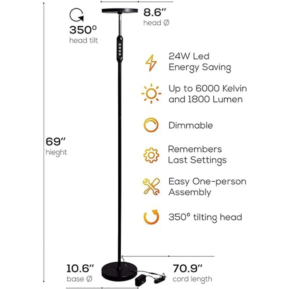 Lámpara de pie LED de luz diurna Tarea de lectura_2