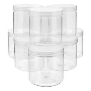 Paquete de 8 tarros de plástico transparente de 12 onzas_1