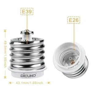 DiCUNO Adaptador E39 a E26 Mogul E39 a E26 estándar E26_4
